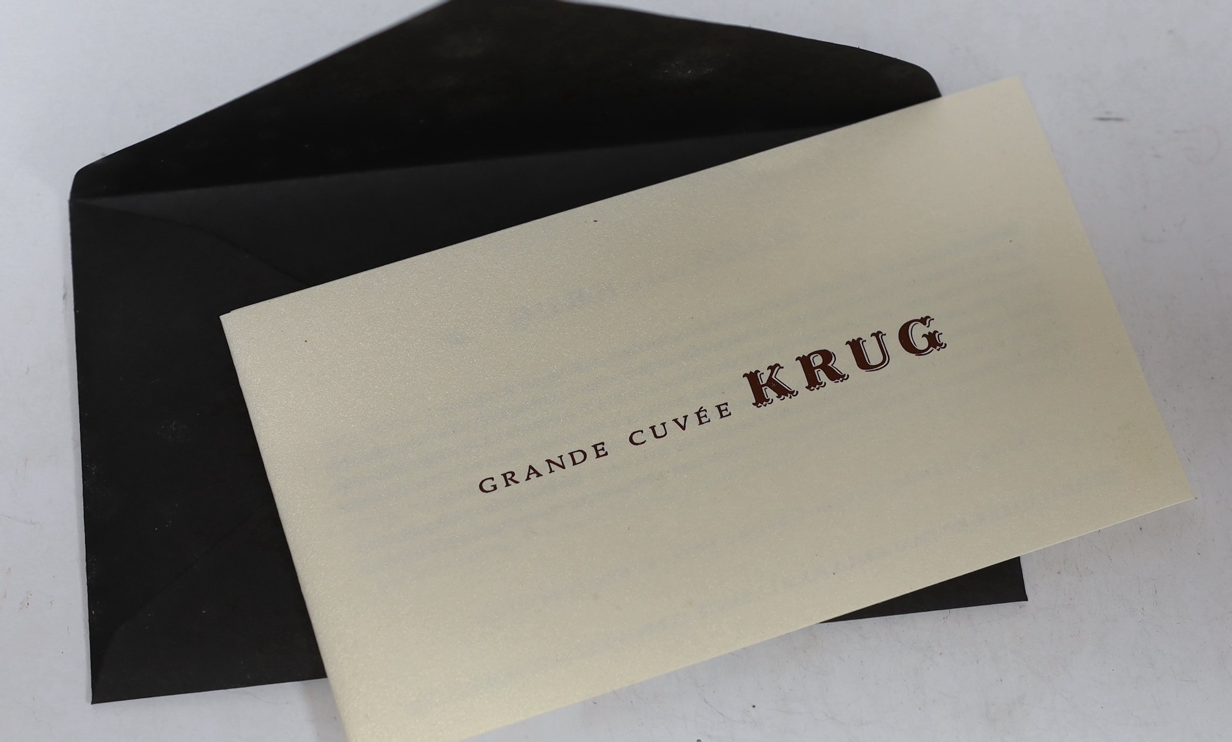A bottle of Krug Grande Cuvee Champagne